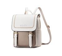 NICOLE & DORIS Ladies Fashion Rucksack Casual Backpack Women PU Leather Daypack Waterproof for Uni College Work Travel Off-white