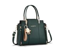 NICOLE & DORIS Ladies Handbags Elegant Tote Bags Medium Size Top Handle Bag PU Leather Work Bag Crossbody Bag Shoulder Bag with Pendant Green