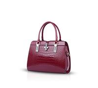 Nicole&Doris Ladies Handbags Fashion Patent Leather Shell Portable Shoulder Messenger Bag for Women(Red Wine)