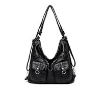 NICOLE & DORIS Ladies Large Handbags Tote Bag Multifunctional Shoulder Bag Backpack for Women Soft PU Leather Hobo Bags Retro Crossbody Bag for Shopping Travel Work Black