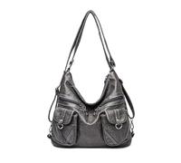 NICOLE & DORIS Ladies Large Handbags Tote Bag Multifunctional Shoulder Bag Backpack for Women Soft PU Leather Hobo Bags Retro Crossbody Bag for Shopping Travel Work Grey