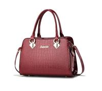 NICOLE & DORIS Ladies Medium Handbags Fashion Top Handle Bag Patent Leather Shoulder Bag Crossbody Bags Waterproof Tote Bag for Daily Use Burgundy