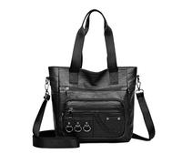 NICOLE & DORIS Ladies Shoulder Bags Tote Bag Multi Pocket Handbags for Women Hobo Bag Soft PU Leather Waterproof Crossbody Bag for Shopping Work Travel Black