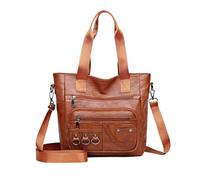 NICOLE & DORIS Ladies Shoulder Bags Tote Bag Multi Pocket Handbags for Women Hobo Bag Soft PU Leather Waterproof Crossbody Bag for Shopping Work Travel Brown