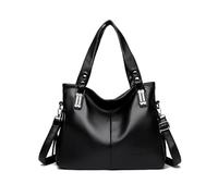 NICOLE & DORIS Large Capacity Top Handle Bags Hobo Work Bag PU Leather Vintage Shoulder Bag Women for Shopping Weekend Daily Use Black
