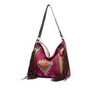 NICOLE & DORIS Large Handbags for Women Boho Shoulder Bag Oversized Tote Bags Multicolor Print Handbag Light Weight Cotton Shopping Bag for Work Travel Daily Rose