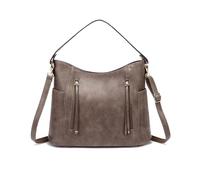 NICOLE & DORIS Large Top Handle Bags for Women, Fashion Hobo Bag PU Leather Shoulder Bag Multi Pockets Retro With Tassels, Adjustable Shoulder Strap Dark grey