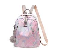 NICOLE & DORIS Lightweight Rucksack for Women Galaxy Backpack Girls Fashion Backpack School Bag Travel Daypack Anti Theft Backpack with Pompom Pink