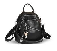 NICOLE & DORIS Mini Backpack for Women Small Handbag Backpack 2 in 1 Rucksack PU Leather Backpacks Shoulder Bag Waterproof Daypack for School Work Travel Black D