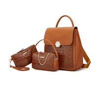 NICOLE & DORIS Mini Backpacks for Women Fashion Backpack 3 Pcs Set Casual Daypack Patent Leather Handbag Backpack Small Rucksack Ladies Travel Bag Brown