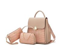 NICOLE & DORIS Mini Backpacks for Women Fashion Backpack 3 Pcs Set Casual Daypack Patent Leather Handbag Backpack Small Rucksack Ladies Travel Bag Pink