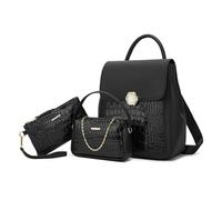 NICOLE & DORIS Mini Backpacks for Women Fashion Backpack 3 Pcs Set Casual Daypack Patent Leather Handbag Backpack Small Rucksack Ladies Travel Bag Black