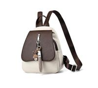 NICOLE & DORIS Mini Backpacks for Women Small Cute Backpacks Flap Anti Theft Rucksack Girls Ladies Daypack PU Leather Backpack with Pendant Coffee