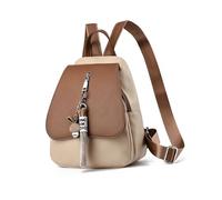 NICOLE & DORIS Mini Backpacks for Women Small Cute Backpacks Flap Anti Theft Rucksack Girls Ladies Daypack PU Leather Backpack with Pendant Khaki