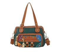 NICOLE & DORIS Mini Handbag Crossbody Bag for Women Colourful Shoulder Bag Multi Pockets Messenger Bag Hobo Bags PU Leather Side Bags Small Handbags with Rhinestone Dark Green