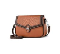 NICOLE & DORIS Mini Ladies Shoulder Bag Vintage Crossbody Bag for Women PU Leather Small Side Purse Color-Block for Daily Use Brown