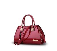 NICOLE & DORIS New Top-Handle Handbag Women Crossbody Shoulder Bag Elegant Purse Patent Leather Shoulder Bag Red-wine