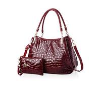 Nicole&Doris New Women Handbag Crocodile Grain PU Leather Ladies Shoulder Bag 2Pcs Handbag Crossbody Totes Large Bag