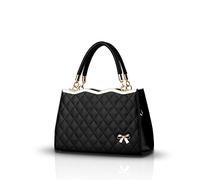 Nicole&Doris New Women/Ladies Handbag Shoulder Crossbody Bag Soft Surface PU Leather Diamond Lattice Black