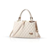 Nicole&Doris New Women/Ladies Handbag Shoulder Crossbody Bag Soft Surface PU Leather Diamond Lattice Ivory