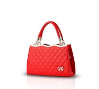 Nicole&Doris New Women/Ladies Handbag Shoulder Crossbody Bag Soft Surface PU Leather Diamond Lattice Red