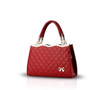 Nicole&Doris New Women/Ladies Handbag Shoulder Crossbody Bag Soft Surface PU Leather Diamond Lattice Wine red