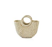 NICOLE&DORIS New Women's Summer Beach Bag Handle Rattan Straw Bag Woven Handbag for Lady 30x10x20cm, Beige B, M