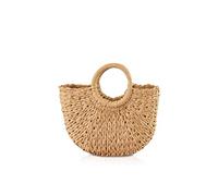 NICOLE&DORIS Handbag New Women Summer Beach Bag Handle Bag Rattan Straw Bag Woven Handbag for Lady Khaki