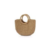 NICOLE&DORIS Handbag New Women Summer Beach Bag Handle Bag Rattan Straw Bag Woven Handbag for Lady Khaki