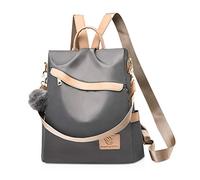 NICOLE & DORIS Oxford Cloth Backpack for Women School Bags Waterproof School Shoulder Bags Anti-Theft Daypack Ladies Rucksack with Pendant Grey