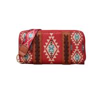 NICOLE & DORIS Purses for Women Large Capacity Wallet with Roomy Compartment Vintage Long Clutch Bag with Wrist Strap Red