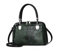 NICOLE & DORIS Retro Handbag for Women Classic Crocodile Crossbody Bag PU Leather Shoulder Bag Top Handle Bags with Two Zippers Green A