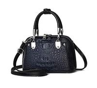 NICOLE & DORIS Retro Handbag for Women Classic Crocodile Crossbody Bag PU Leather Shoulder Bag Top Handle Bags with Two Zippers Navy Blue