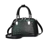 NICOLE & DORIS Retro Handbag for Women Classic Crocodile Crossbody Bag PU Leather Shoulder Bag Top Handle Bags with Two Zippers Green