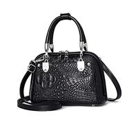 NICOLE & DORIS Retro Handbag for Women Classic Crocodile Crossbody Bag PU Leather Shoulder Bag Top Handle Bags with Two Zippers Black