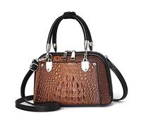 NICOLE & DORIS Retro Handbag for Women Shoulder Bags Classic Crocodile Shoulder Bag PU Leather Handbag Shopper Bag, brown, M, Elegant