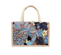 NICOLE & DORIS Shopper Bags for Women - Large Capacity Tote Handbags with Embroidered Flower - Dark Blue