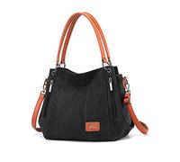 NICOLE & DORIS Shoulder Bag for Women Large Canvas Tote Bag Fashion Hobo Bags Simple Handbags for Ladies in Work,Shool,Daily Black
