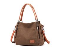 NICOLE & DORIS Shoulder Bag for Women Large Canvas Tote Bag Fashion Hobo Bags Simple Handbags for Ladies in Work,Shool,Daily Brown