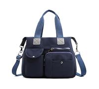 NICOLE & DORIS Shoulder Bag Multi Pocket Handbags for Women Large Capacity Top-handle Bags Casual Tote Bag Travel Nylon Lightweight Crossbody Bag Weekend Messenger Bags Navy Blue