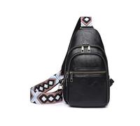 NICOLE & DORIS Sling Bag Women Chest Bag Fashion Crossbody Bag Over Shoulder Bag PU Leather Daypack Sling Belt Bag for Travel Hiking Black