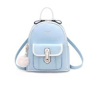 NICOLE & DORIS Small Backpacks for Women Cute Backpacks Handbag Girls Mini Rucksack Ladies Daypack PU Leather Backpack with Pompom Blue
