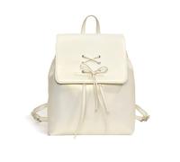 NICOLE & DORIS Small Backpacks for Women Fashion Backpack Anti-Theft Flap Backpack with Drawstring Ladies Daypacks PU Leather Mini Backpacks Handbag White