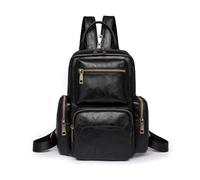NICOLE & DORIS Small Backpacks for Women Vintage Daypack Multi Pocket Backpack Chest Bag Multifunctional Rucksack PU Leather Sling Satchel Bag Black