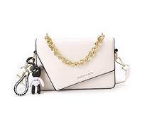 NICOLE & DORIS Small Crossbody Bags for Women,Evening Clutch,Elegant Shoulder Bag with Gold Chain Strap,Small Square PU Leather Phone Bag,for Party, Wedding, Banquet, Gift White