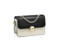 NICOLE & DORIS Small Crossbody bags Women,Color-Block Shoulder Bag,Pouch Handbag with Gold Chain,Ladies Rigid PU Leather Mini Side Bag,Evening Shopping Trendy City White with black