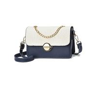 NICOLE & DORIS Small Crossbody bags Women,Color-Block Shoulder Bag,Pouch Handbag with Gold Chain,Ladies Rigid PU Leather Mini Side Bag,Evening Shopping Trendy City Royal blue with white