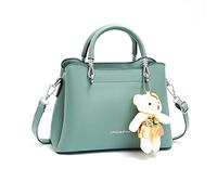 NICOLE & DORIS Small Handbag for Women - Crossbody, Top Handle, Shoulder Bags in PU Leather - Satchel, Messenger Bags with Bear Pendant - Green