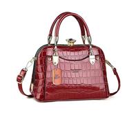 NICOLE & DORIS Small Handbag Women Top Handle Bag Kiss Lock Clutch Purses Bag Mini Shoulder Bags Patent Leather Crossbody Bags Exquisite Evening Bag Red