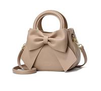 NICOLE & DORIS Small Handbags for Women Cute Crossbody Bag Mini Shoulder Bags PU Leather Top Handle Bags Bowknot Handbag Clutch Bag Girls Messenger Bags Khaki